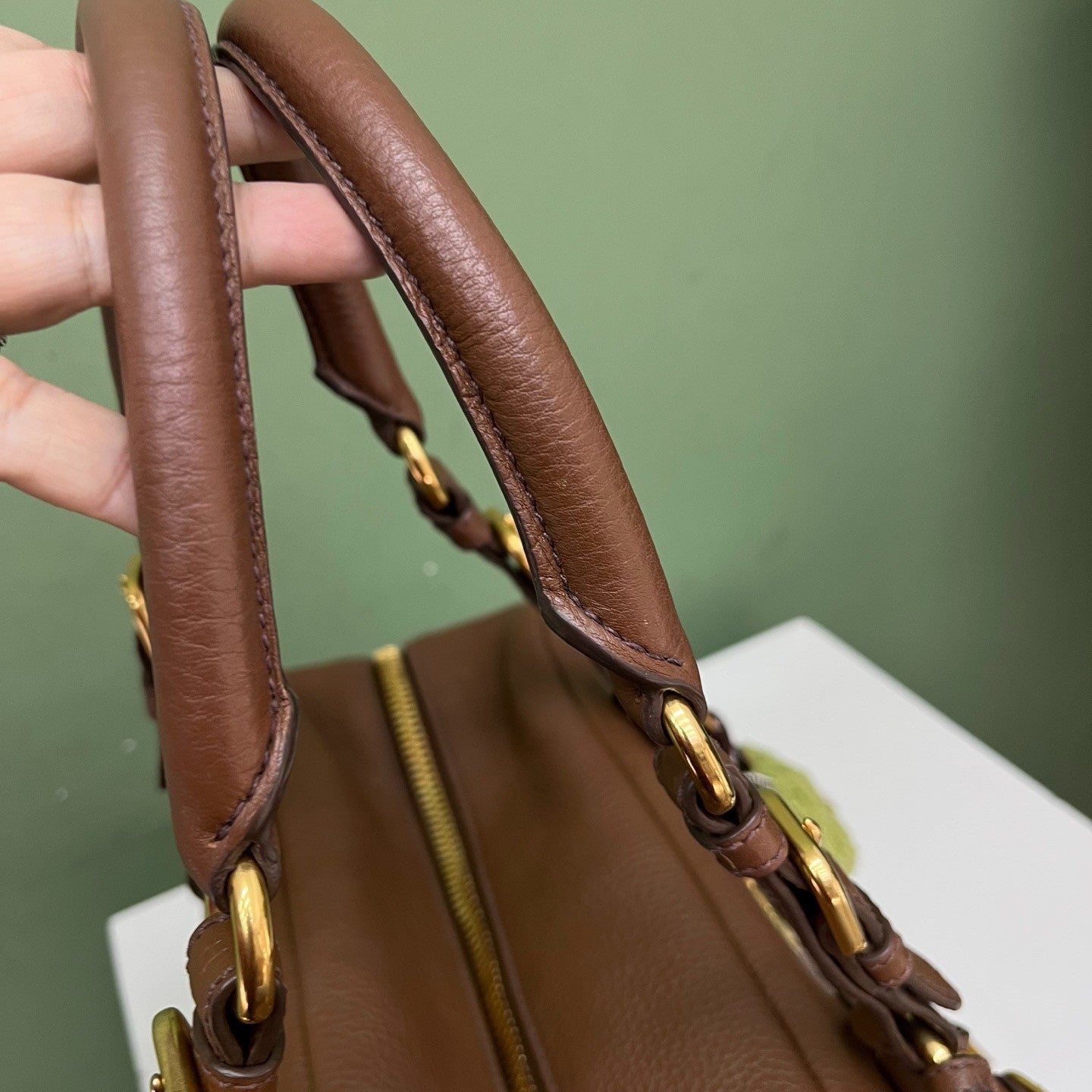 Prada Bolide 2Way Top Handle Shoulder Bag Brown Gold Used Women Classic