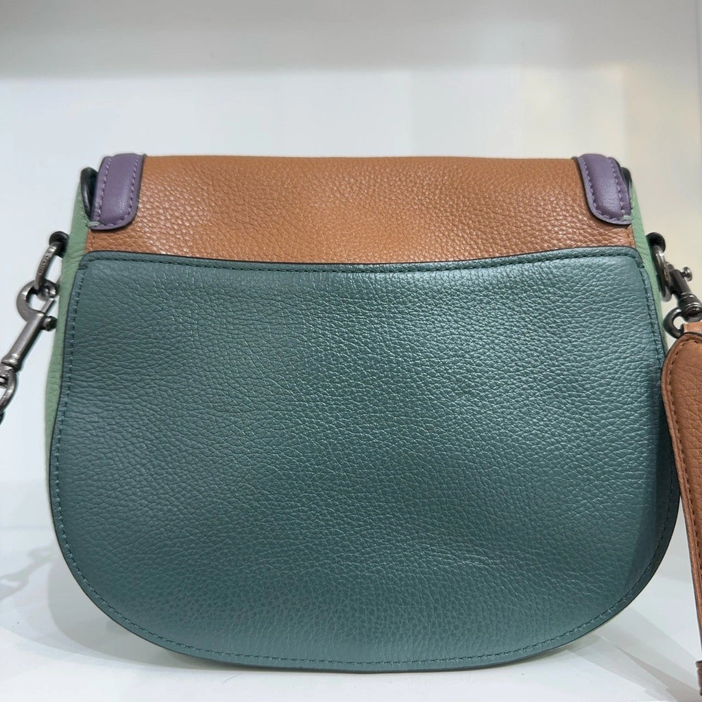 COACH Jade 21 Women's Small Colorblock Leather Saddle Crossbody Shoulder Bag
