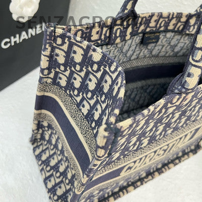 Dior Oblique Tote Bag Medium Blue Canvas - Classic Women's Handbag