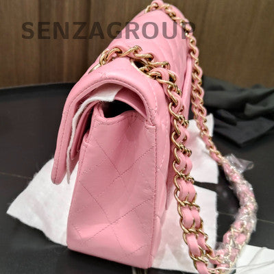 Chanel Classic Flap Small Pink Gold Lambskin Quilted Chain Shoulder Bag