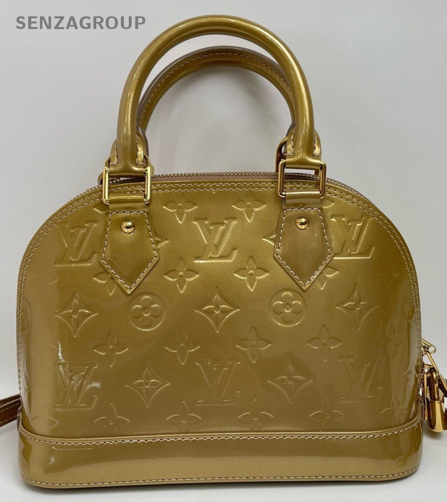 Louis Vuitton Alma Top Handle Shoulder Crossbody Bag Gold Yellow Women