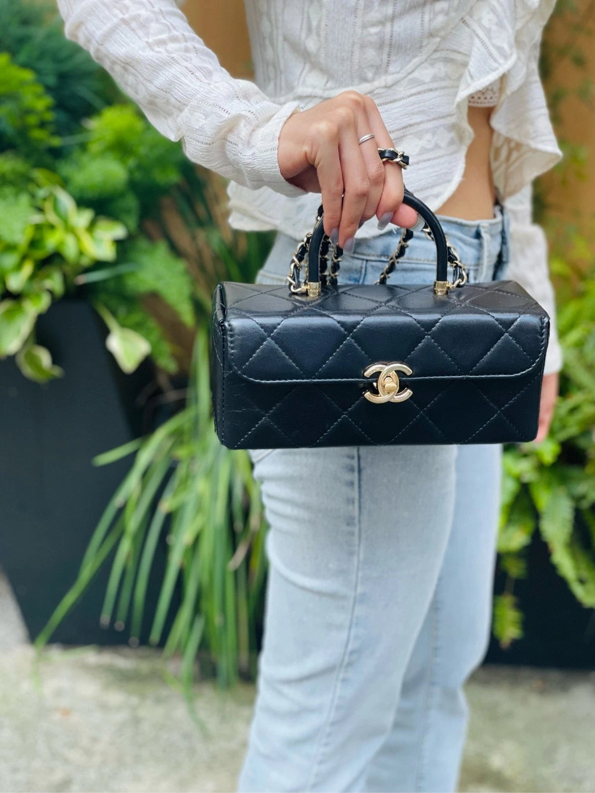 CHANEL Black Gold Long Doctor Milk Box Bag For Women