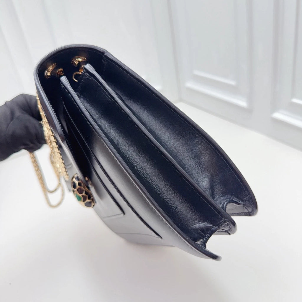 BVLGARI Serpenti Black Calf Leather Shoulder Bag Women Fashion