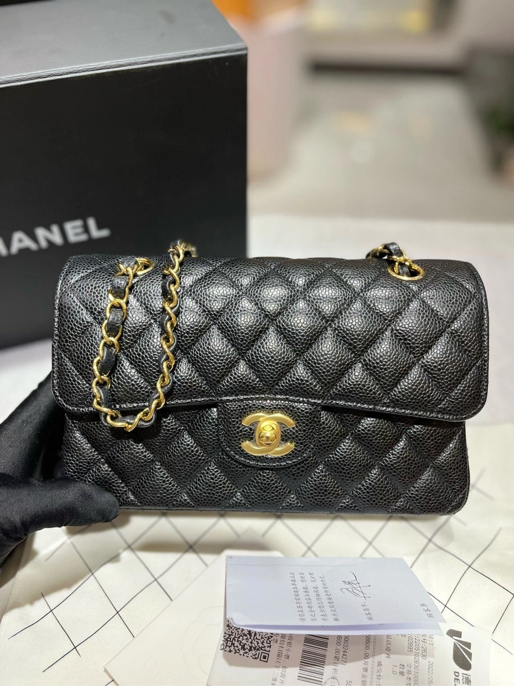 CHANEL CF Small Black Leather Shoulder Bag For Women