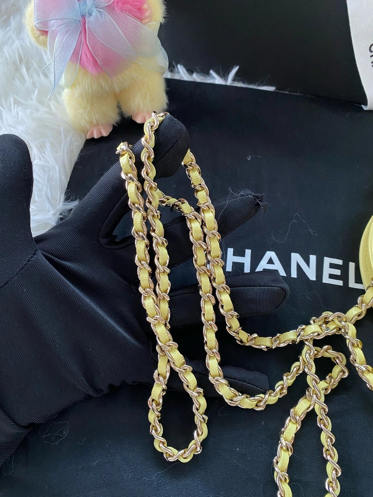 CHANEL 31Bag Nano Yellow Lambskin Shoulder Crossbody Handbag Women