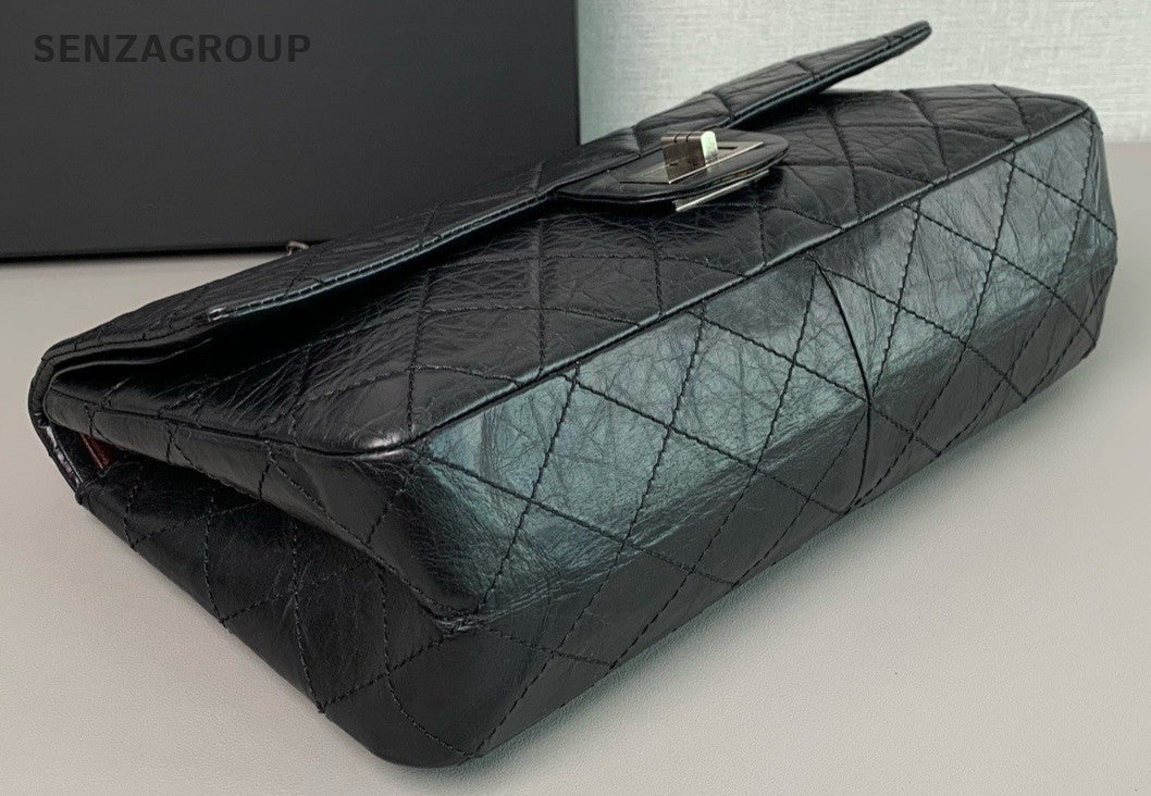 CHANEL 2.55 GM Diamond pattern Chain Shoulder bag Black Silver Women