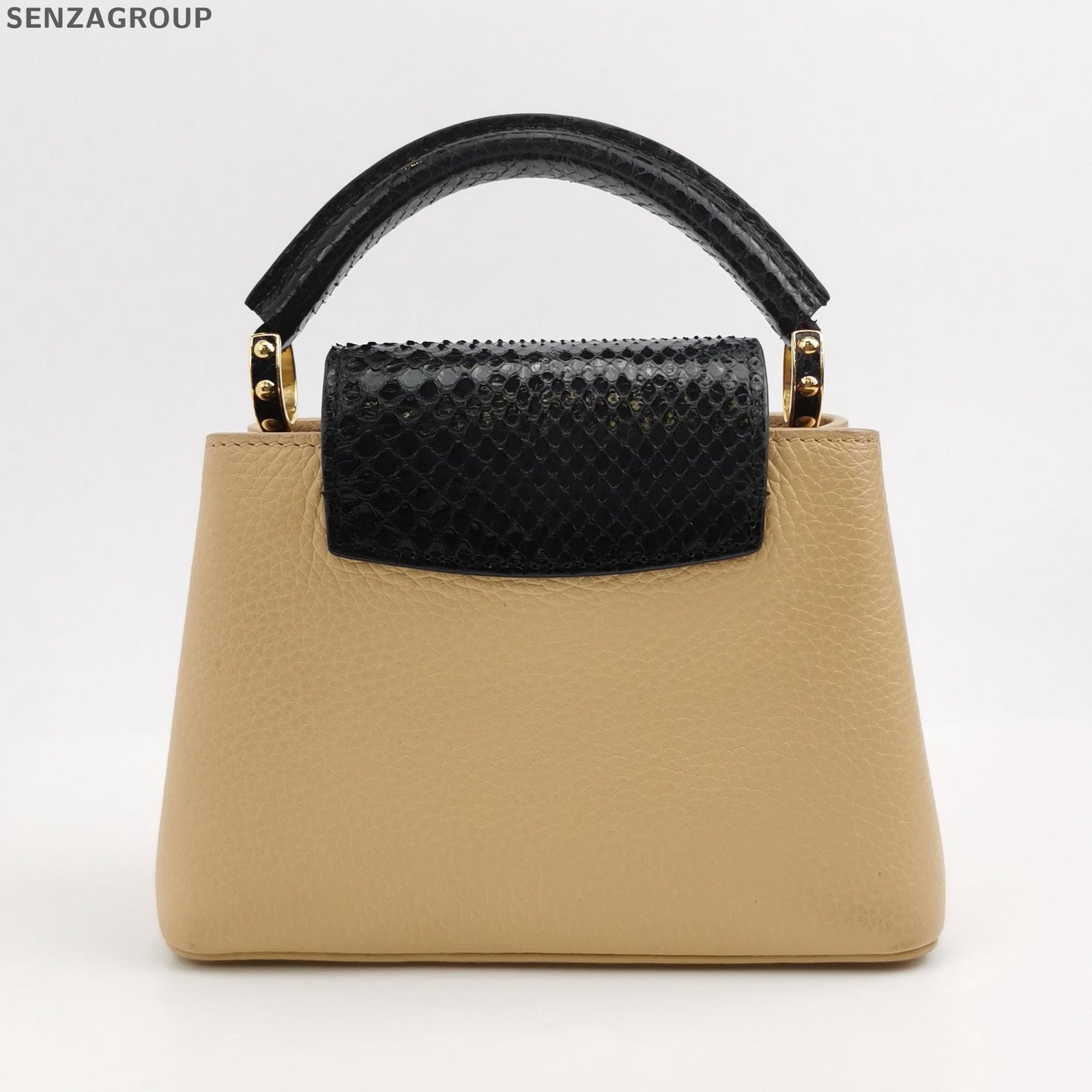 Louis Vuitton Capucines Black & Beige Handbag - Classic Women's Tote