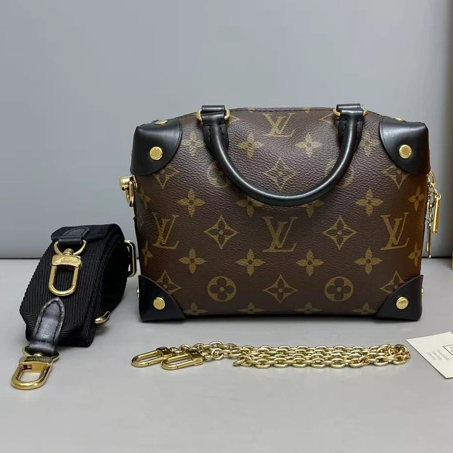 Louis Vuitton Malle Souple Monogram Top Handle Crossbody Brown Gold Women