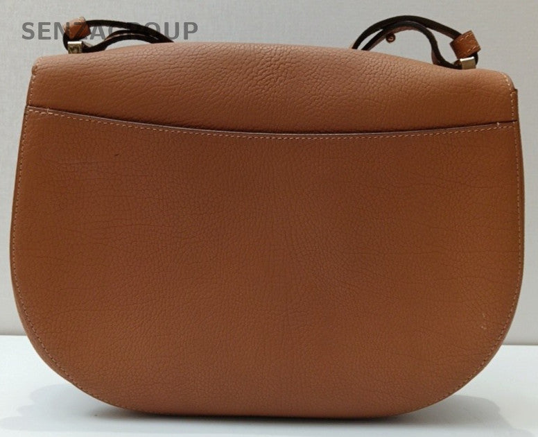 Delvaux Saddle Gold Hardware Shoulder Bag Brown Used Women Classic Designer