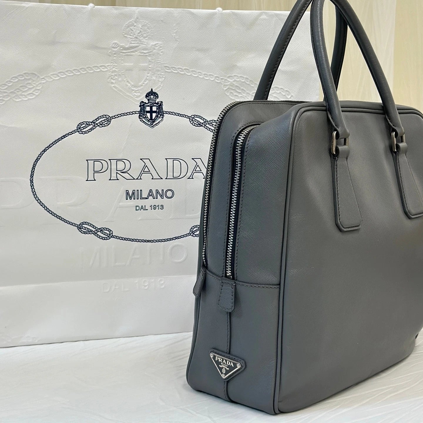 Prada Classic Leather Business Briefcase Handbag For Women