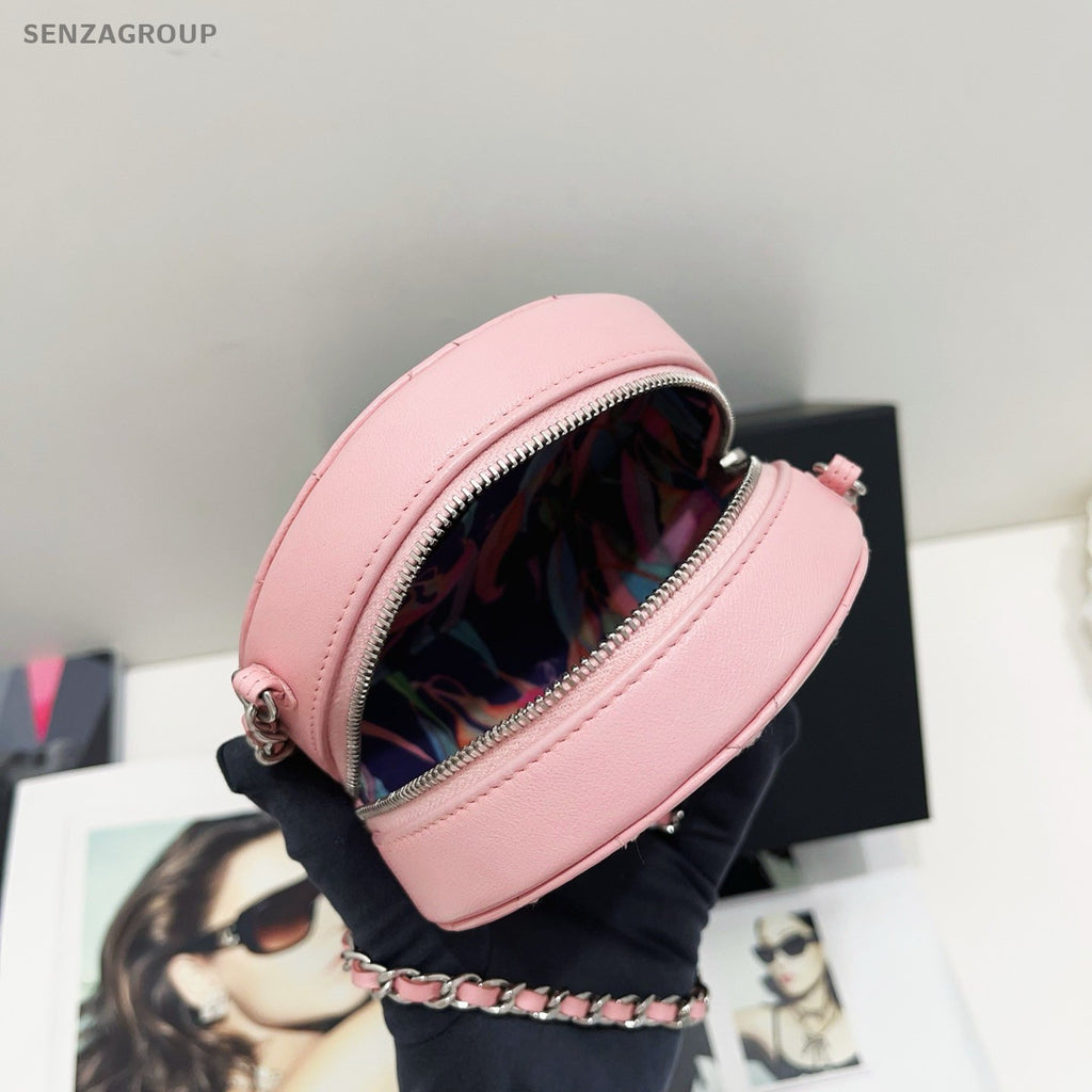 CHANEL Enamel clasp Lambskin Chain Shoulder bag Crossbody Pink Women