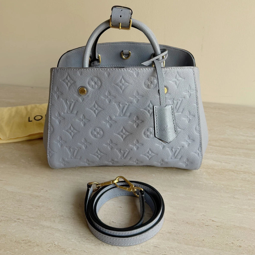 Louis Vuitton Montaigne BB Calfskin Monogram Empreinte Blue Handbag Crossbody