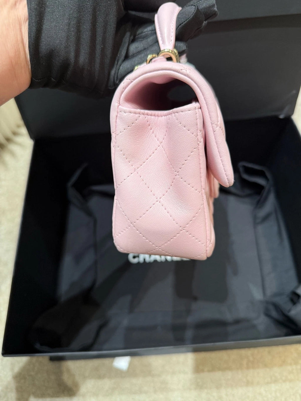 CHANEL New Sakura Pink Large Mini Top Handle Bag For Women