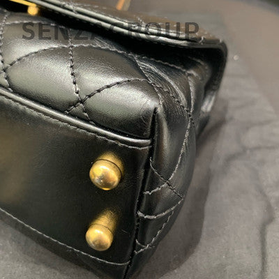Chanel Black Caviar Coco Handle Mini Chain Bag