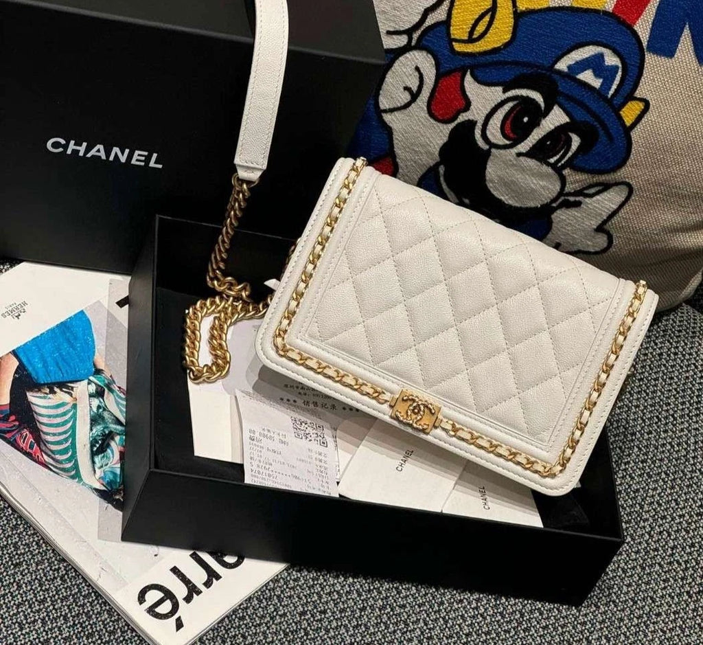 Chanel Leboy Woc Calfskin Shoulder Bag Crossbody Bag White Women Fashion