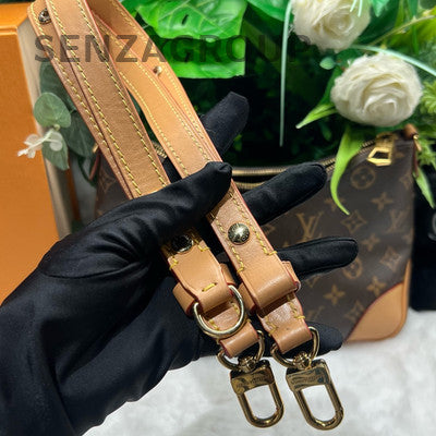 Louis Vuitton Monogram Yellow Calfskin Chain Shoulder Bag Brown Gold