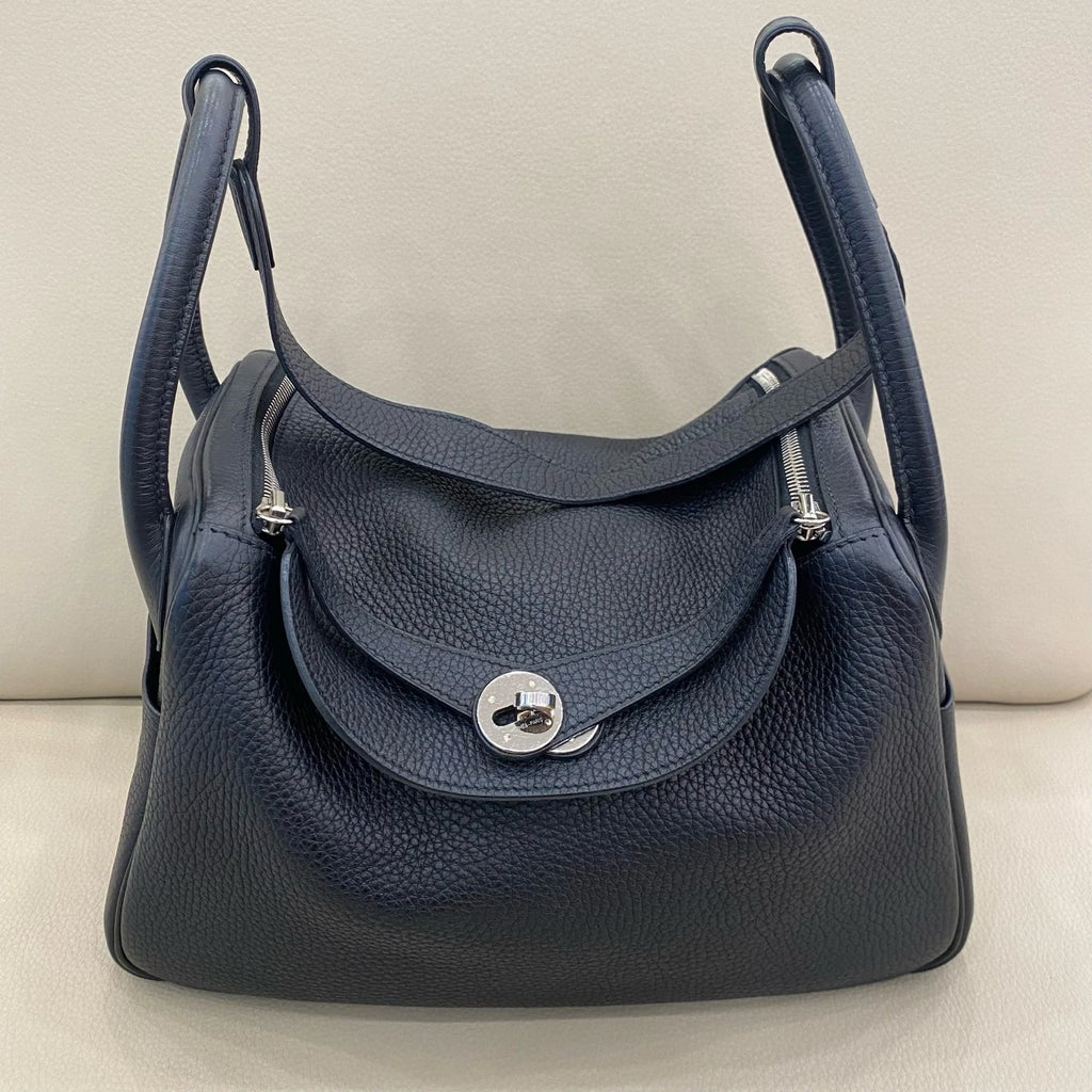 Hermes Lindy30 Black Silver Togo Leather Handbag For Women