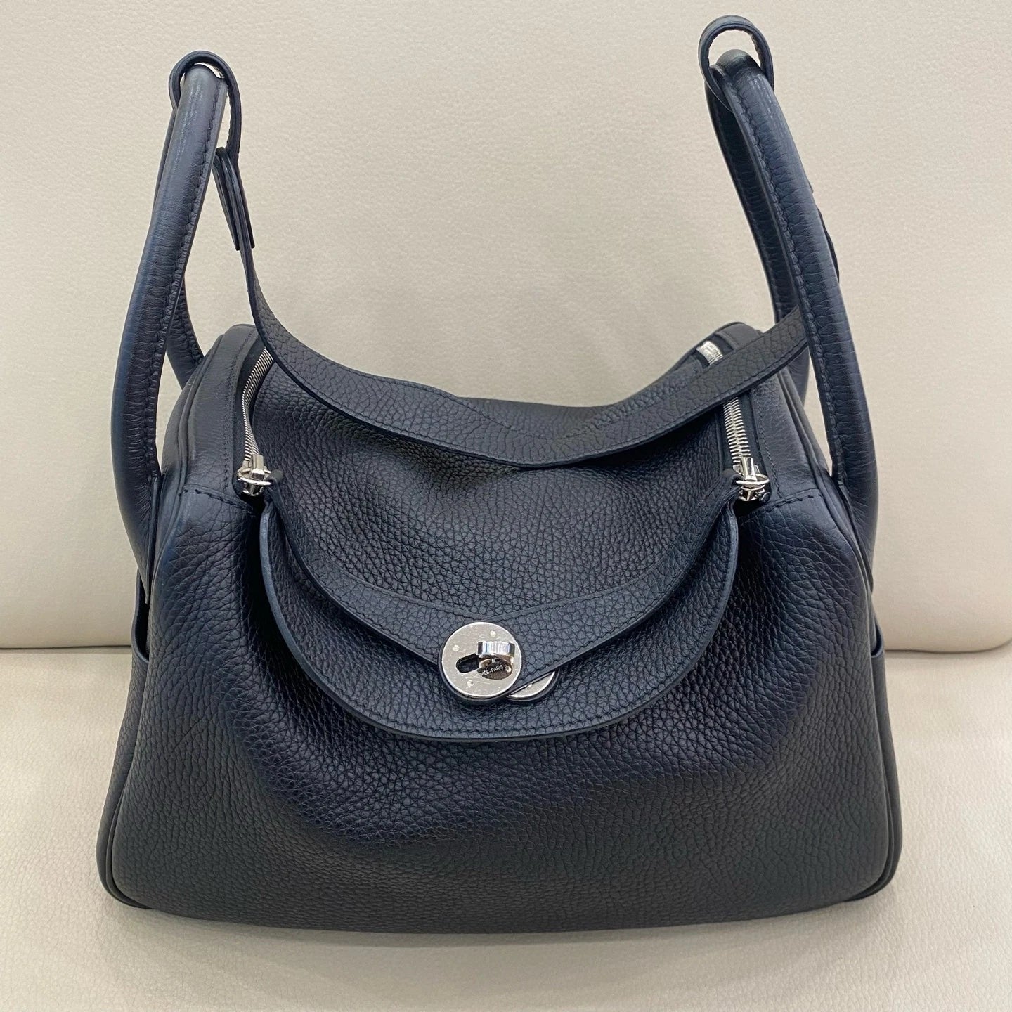 Hermes Lindy30 Black Silver Togo Leather Handbag For Women