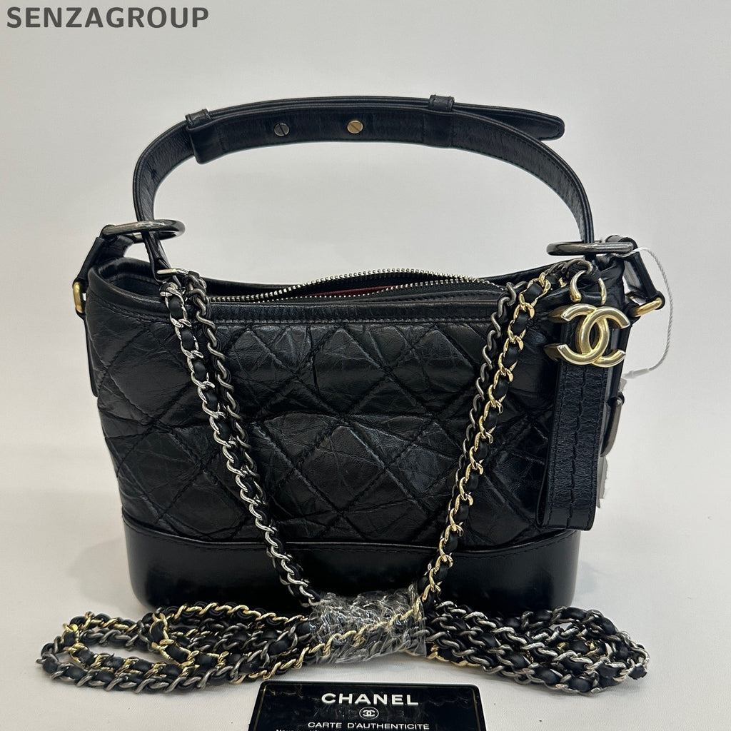 Chanel Small Black Gold Gabrielle Hobo Chain Shoulder Bag Classic Women