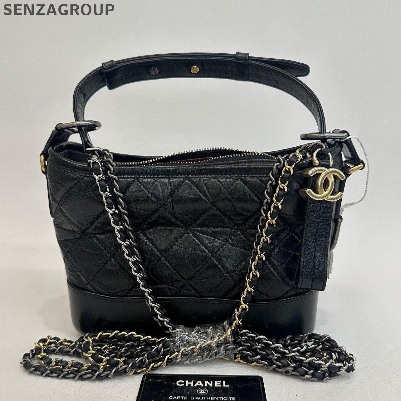Chanel Small Black Gold Gabrielle Hobo Chain Shoulder Bag Classic Women