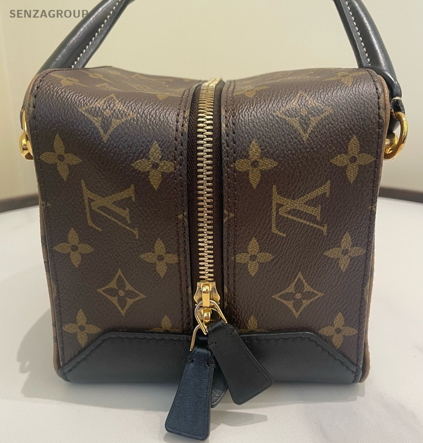 Louis Vuitton Monogram Chain Top Handle Shoulder Bag Brown Black Women Classic