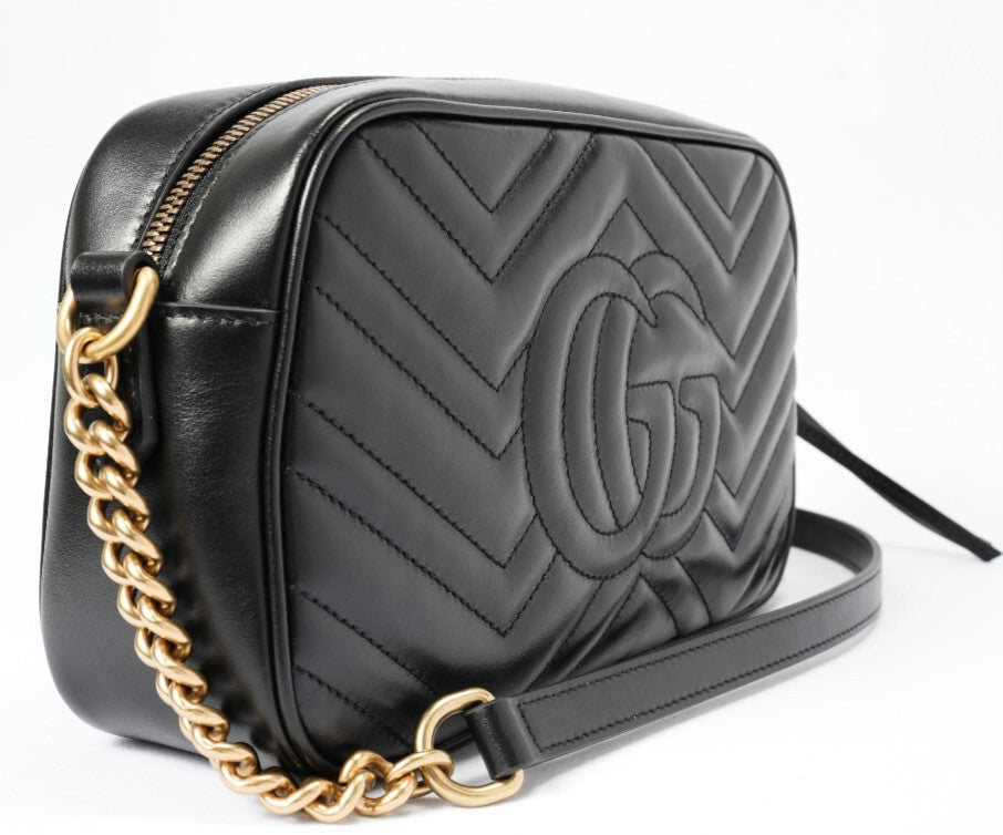 GUCCI Black with gold  Marmont Camera bag Almost brand new condition
