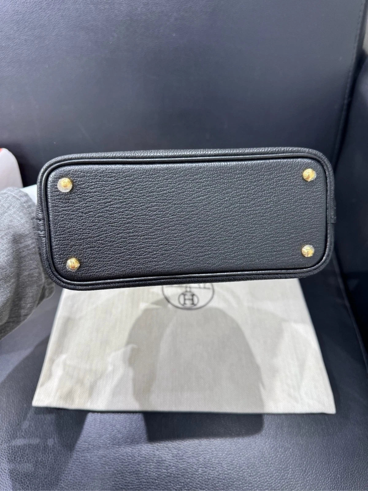 Hermes Mini Bolide Black Gold Leather Bag For Women