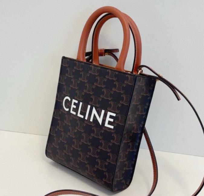 Celine Triomphe Tote Mini Top Handle Shoulder Crossbody Black Women Classic