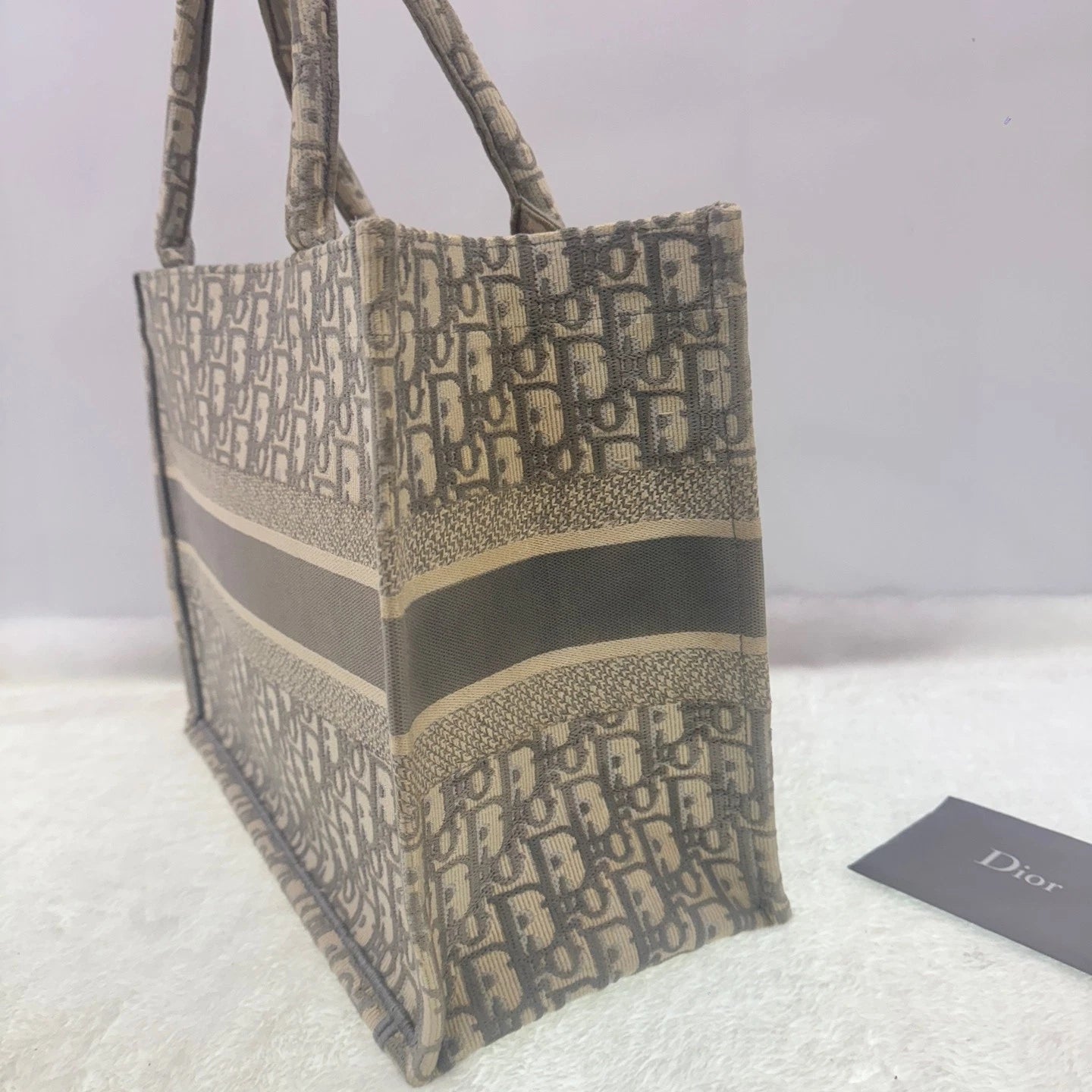 Dior Women's Canvas Grey Monogram Medium Tote Bag Chip Version