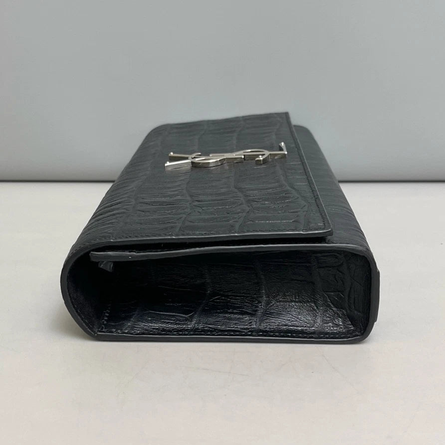 Saint Laurent Kate Clutch Black Silver Used Women Classic