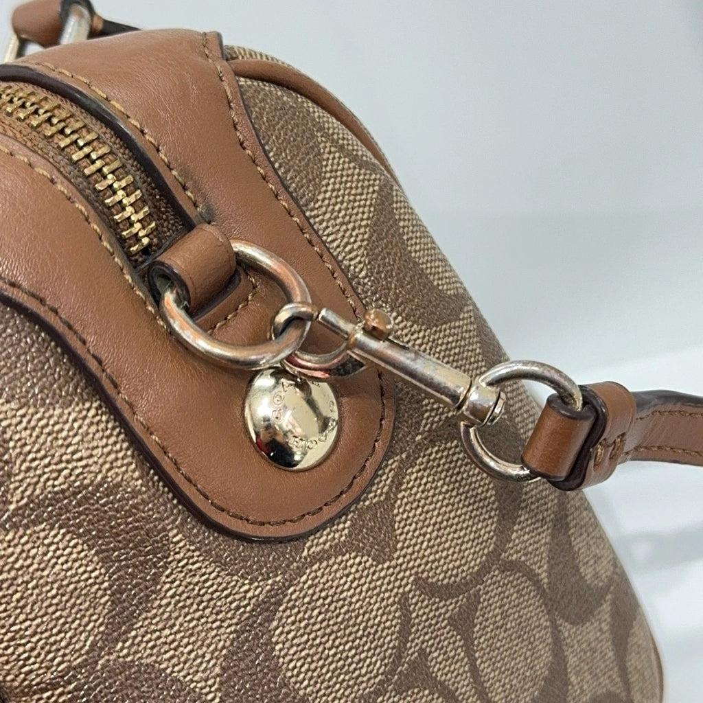 Coach Beige Monogram Rivet Pillow Shoulder Crossbody Handbag Women