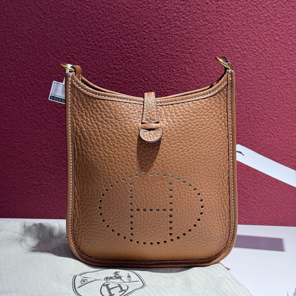 Hermes Evelyne Mini Brown TC Leather Shoulder Crossbody Bag For Women