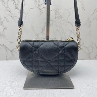 Authentic Dior Black Leather Mini Vibe Hobo Shoulder Bag For Women
