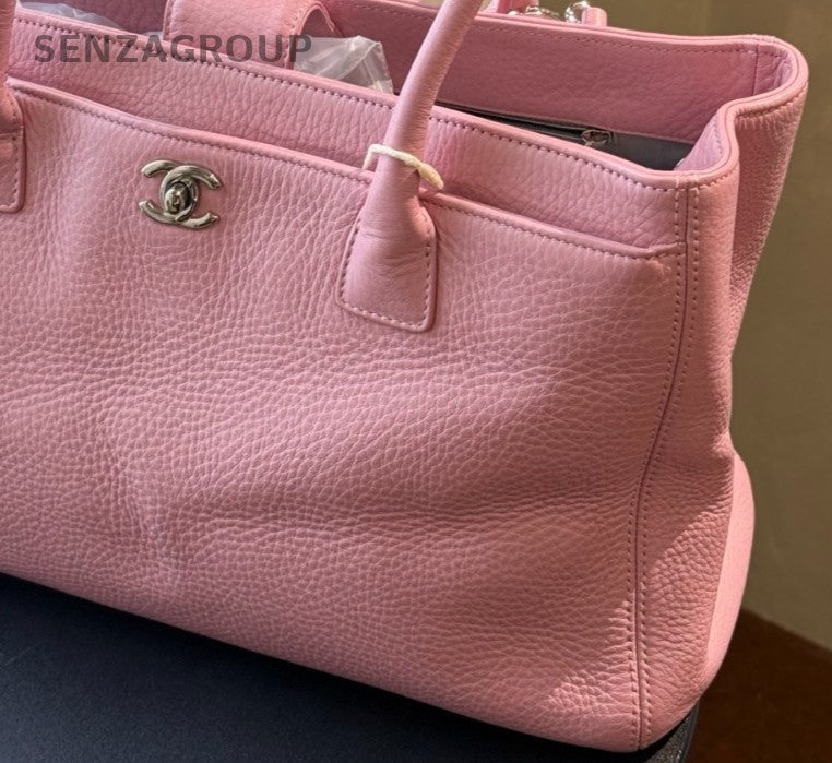 Chanel Cerf MM Tote Shoulder Bag Pink Silver Women Classic Designer