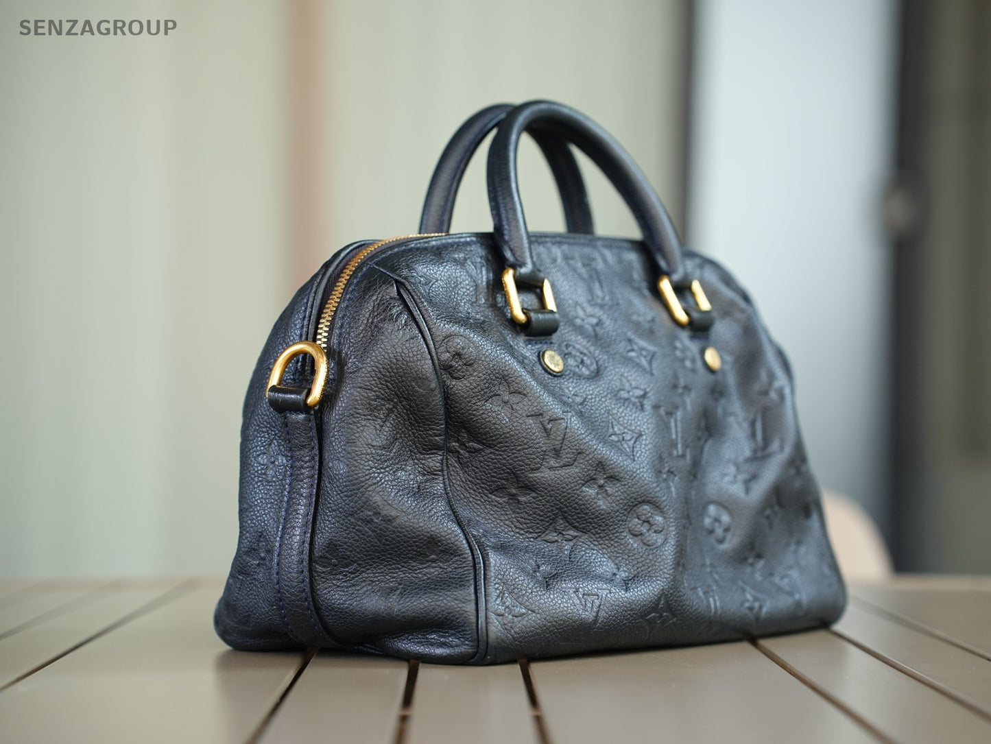 Louis Vuitton Speedy25 Monogram Empreinte 2way Shoulder Handbag Navy