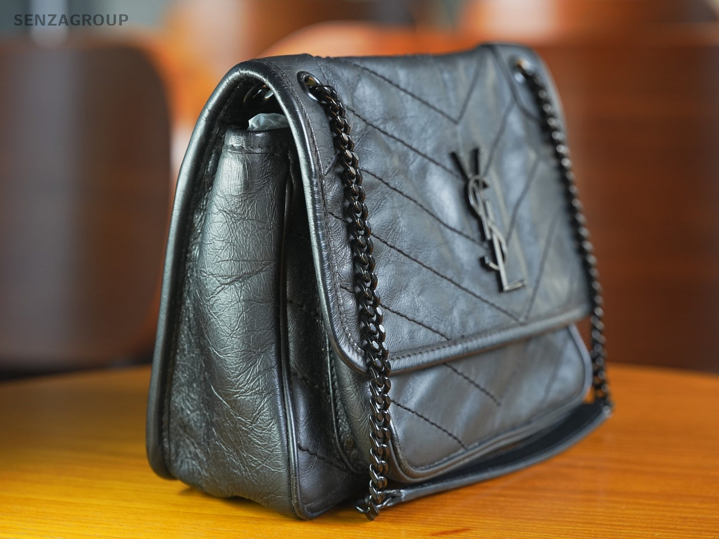 Saint Laurent YSL Niki medium Black Leather Shoulder Crossbody bag