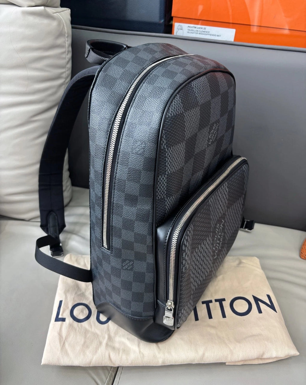 Louis Vuitton Campus Backpack Black Silver Unisex Adults Classic