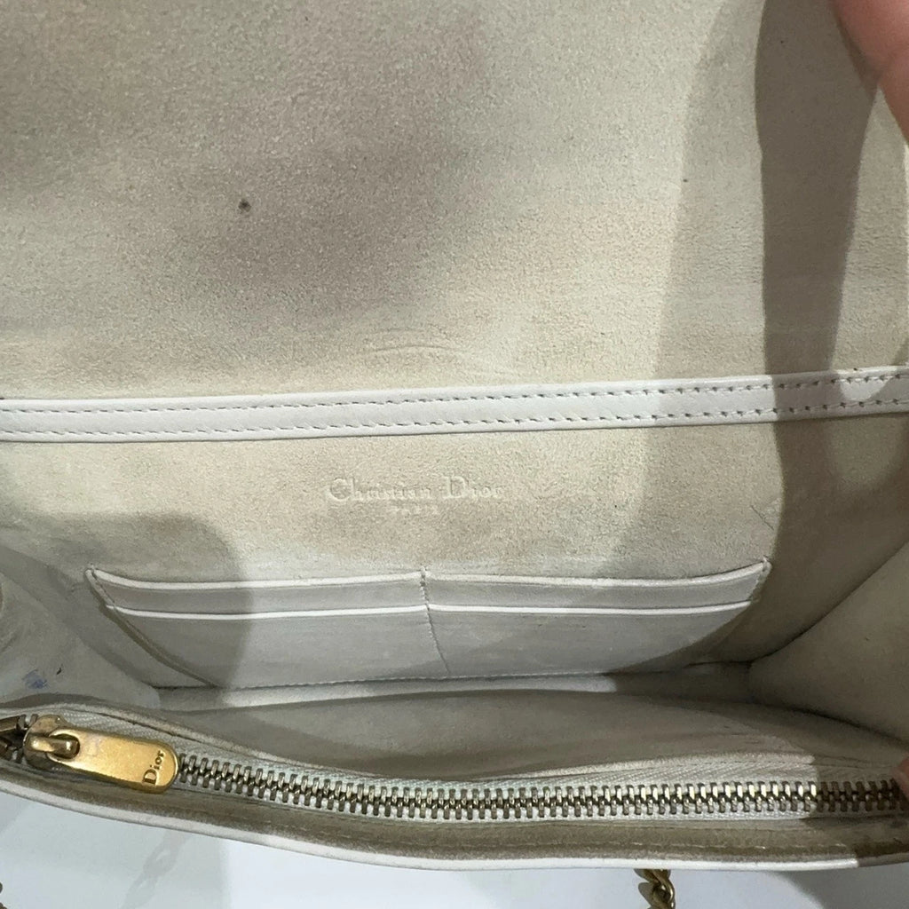 Dior White Rivet Shield Chain Shoulder Crossbody Bag For Women