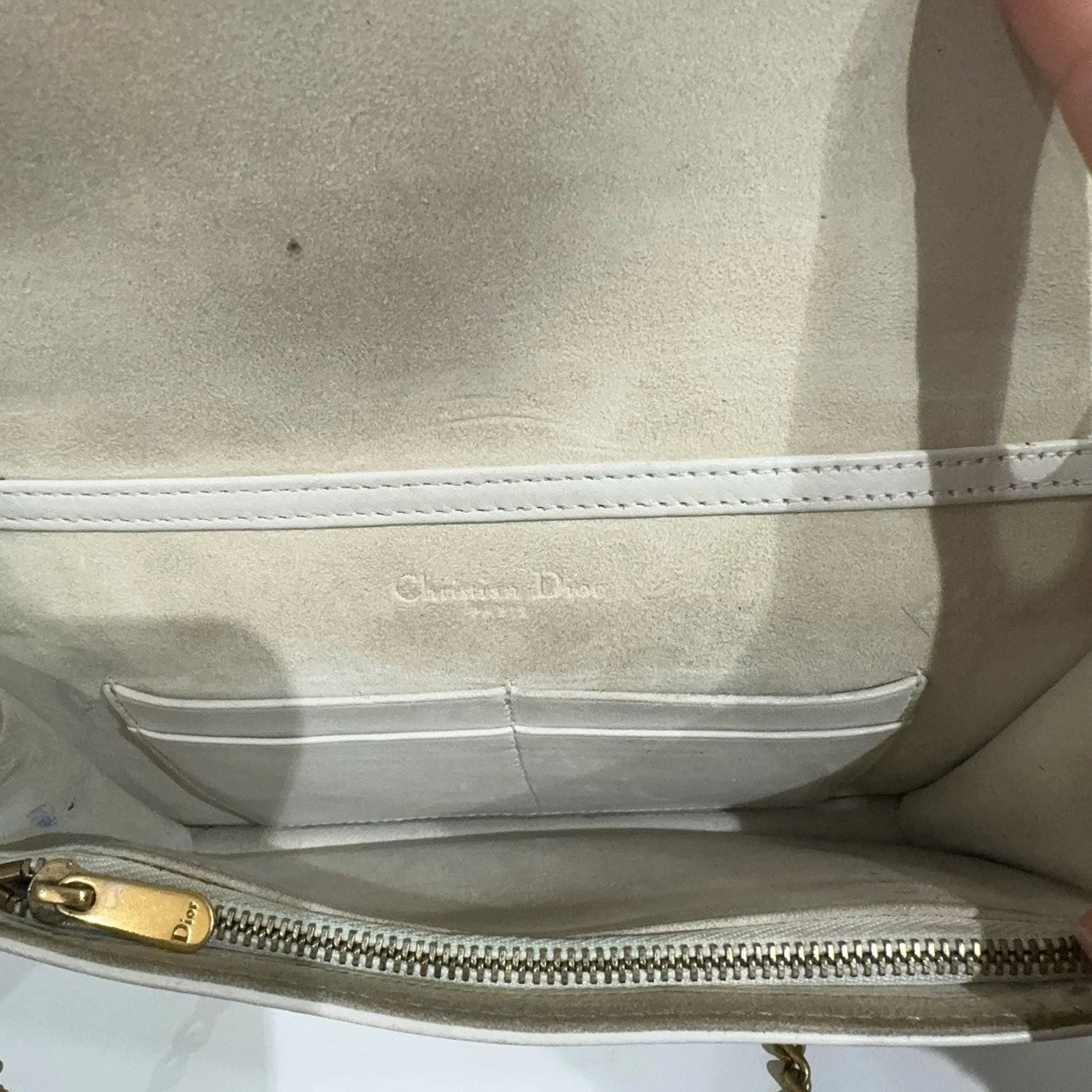 Dior White Rivet Shield Chain Shoulder Crossbody Bag For Women