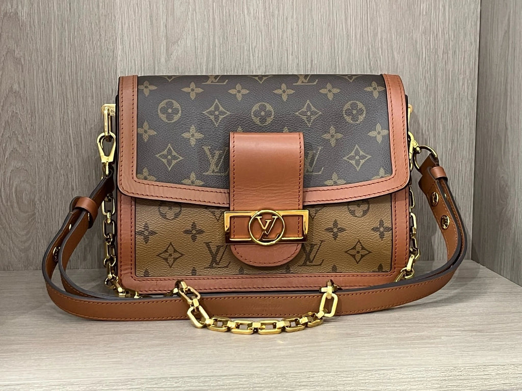 Louis Vuitton Canvas Monogram Caramel Dauphine MM Shoulder Bag Women