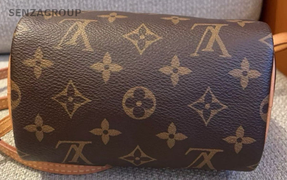 Louis Vuitton Speedy Nano Monogram Top Handle Bag Crossbody Brown Women Classic