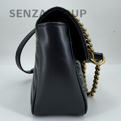 Gucci GG Marmont Black Gold Chain Shoulder Crossbody Bag Classic Women