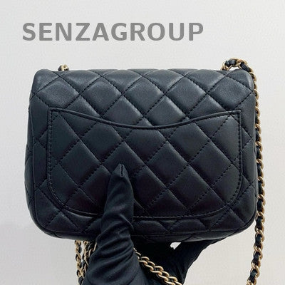 Chanel Classic Flap Black Gold Lambskin Quilted Chain Shoulder Bag