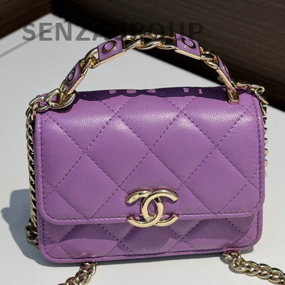 Chanel Mini Purple Quilted WOC Gold Hardware Crossbody Bag Women's Fashion