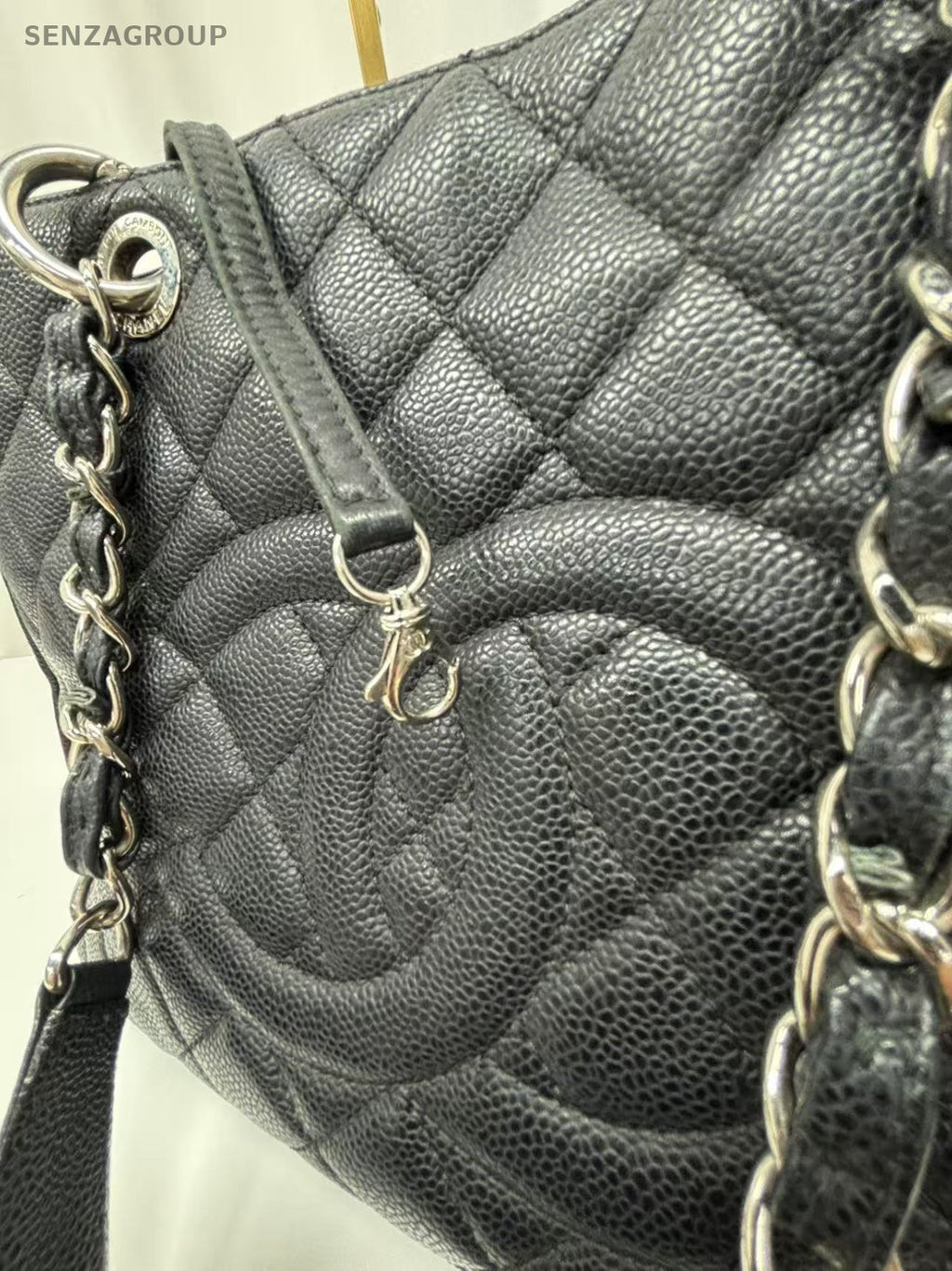 CHANEL Black Silver MatelasseChain GST  Shoulder Bag Tote