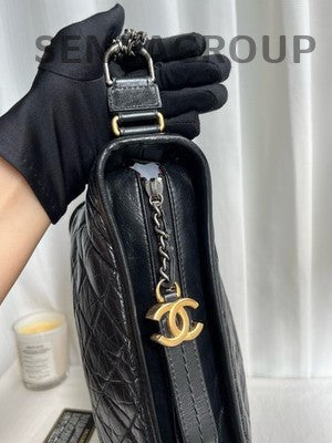 Chanel Classic Medium Black Gold Gabrielle Hobo Chain Shoulder Bag Women