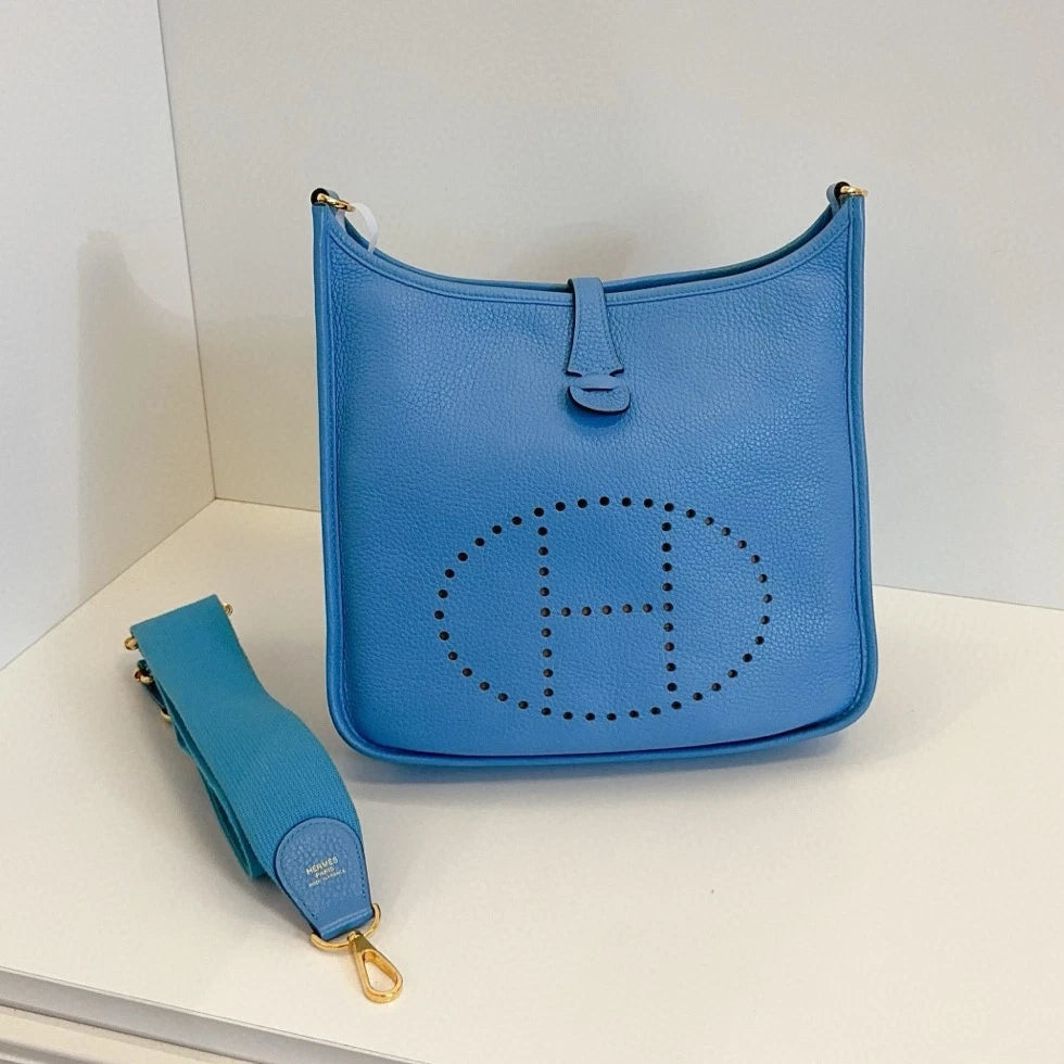 Hermes Evelyne29 Shoulder Crossbody Blue Gold Used Women Classic