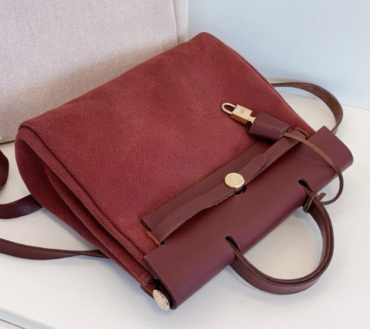 Hermes Herbag31 Backpack Red Brown Gold Hardware Women Classic Fashion