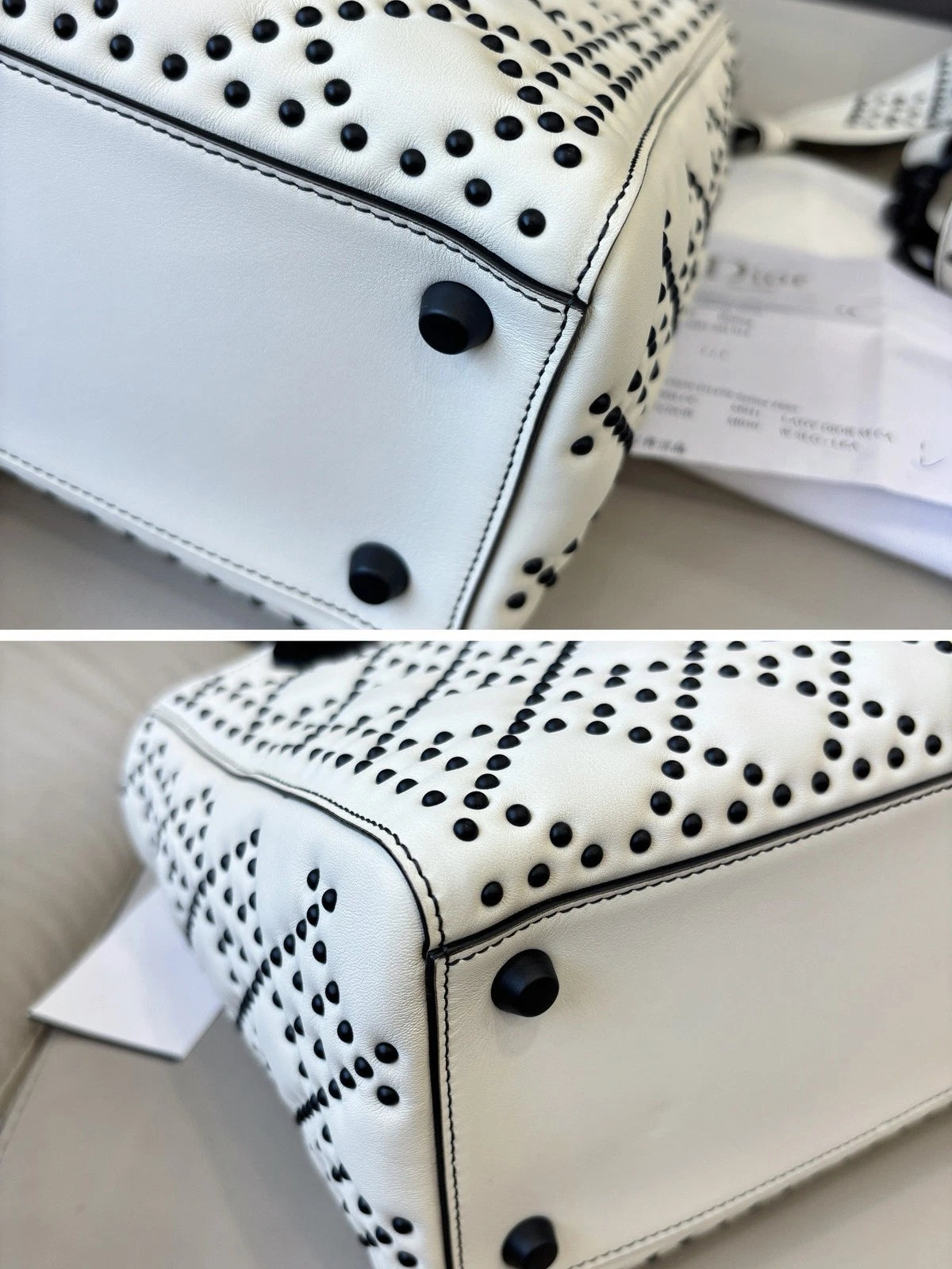 Dior Lady Dior Black White Handbag Excellent
