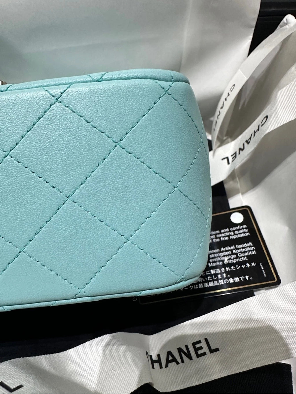 Chanel Tiffany Blue Calfskin Square Crossbody Bag For Women
